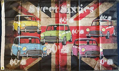 £4.99 • Buy Mini Cooper UK Hippy Flag 5x3 60s Party Festival Flower Power Club British Car 