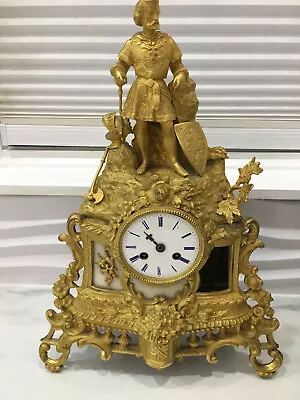 French Antique 19th Century Original Gold Gilt MANTLE CLOCK • $125