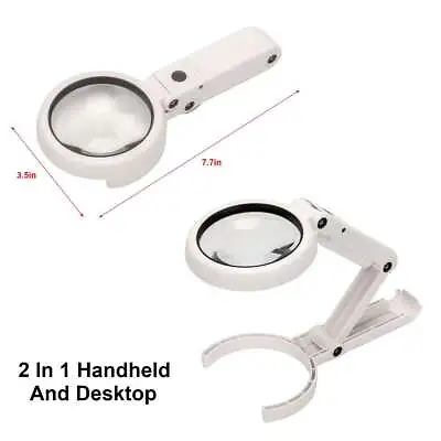 10X Handheld Desktop Magnifying Glass W/ Bright LED Light Illuminated Magnifier • $10.99