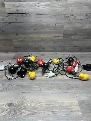 Vtg Disney Mickey Mouse Christmas String Light Set 2 Blow Mold Lights Read!! • $19.99