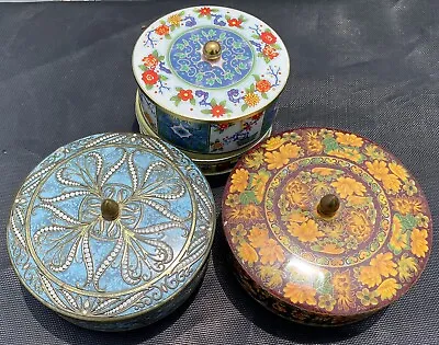 4 Round Tin Containers DAHER Long Island England 11101 VGVC • $48