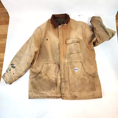 Muleskins Carhartt Distressed Work Coat Quilted Lining Mens 3XL • $24.99