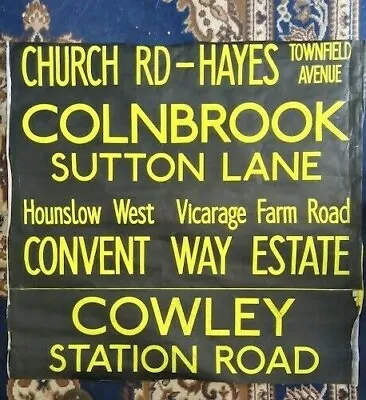 Vintage Original Bus Destination Roll / Blind - Hayes To Cowley  • £50