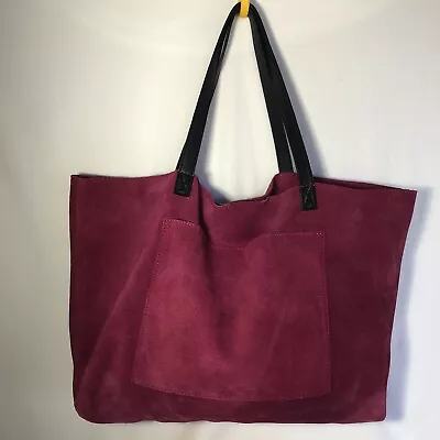 Mark & Graham Leather Suede Tote Shoulder Hobo Slouchy Bag Pink Magenta • $30