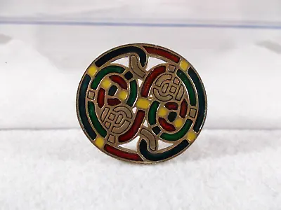VTG Miracle Sol D'or Celtic Multi Color Enamel Inlay Round Cloak Brooch • $12