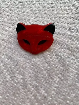 Lea Stein Paris Red And Black Cat Brooch • £65