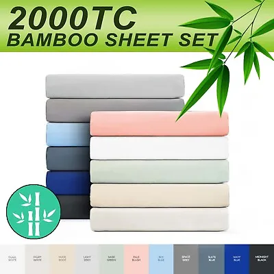 $37.04 • Buy 2023 Hotel Soft Bamboo Sheet Sets 2000TC Breathable Ramesses Bed Sheets All Size