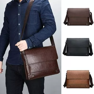 Retro Laptop Shoulder Bag PU Leather Computer Bag New Men Business Briefcase • $35.08