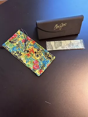 MAUI JIM BLACK FINISH TRI-FOLD HARD SUNGLASSES CASE  W Cleaning Wipe • $10