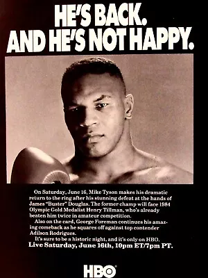 Mike Tyson Vs Henry Tillman Vintage 1990 HBO Boxing Original Print Ad • $6.95