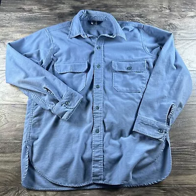 Vintage Woolrich Flannel Shirt Mens L Blue Workwear Chamois Heavy Barn Chore USA • $23.97