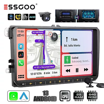 9  2+64G Android 13 Carplay Stereo GPS NAV Camera For VW Golf MK5 6 Jetta Tiguan • $128.89