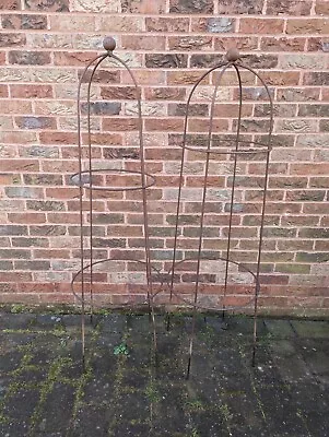 PAIR Of Rusty Metal Garden Obelisk Climbers Plant Support Large 5ft Heavy Duty • £150