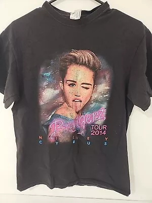 Miley Cyrus 2014 BANGERZ Tour Unisex S M Black Double Sided Concert T-Shirt • $15