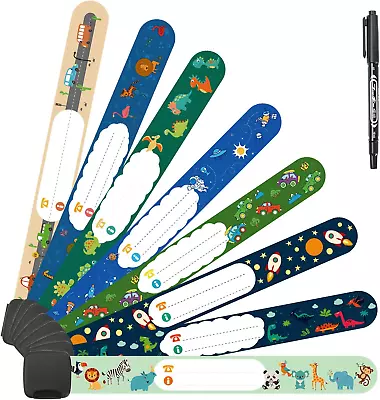 Safety Wristband Bracelets 8 Pcs Child Kids ID Bracelet W Pen For Child Emergen • £6.16