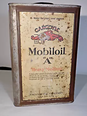 5 Gallon 1920's Mobil  A  Gargoyle Oil Can-Fair Condition 9 X9 X14  • $145