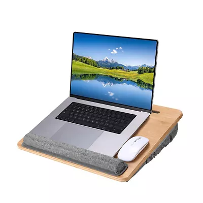 Home Office Lap Desk Laptop Notebook Tray With Cushion Tablet&Phone Holder Slot • £18.95