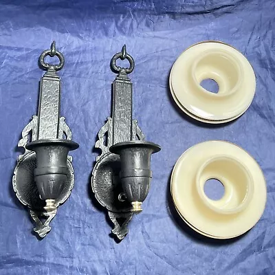 Rewired Pair Antique Gothic Arts And Crafts Sconces RARE 15M • $1050