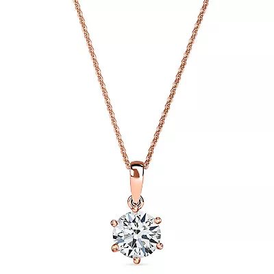 TJC 2ct Moissanite Solitaire Necklace In Rose Gold Over Silver Size 20 Inches • £38.99