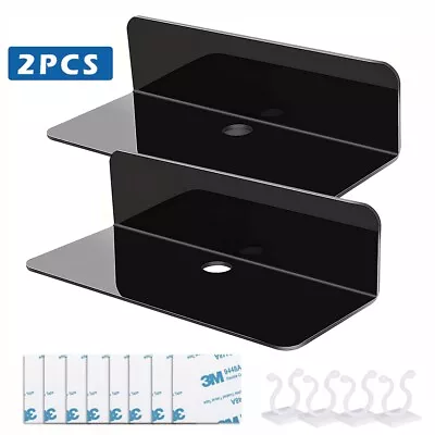 Floating Wall Shelves Adhesive Shelf With Accessories Acrylic Small Shelf X2pcs • £9.99