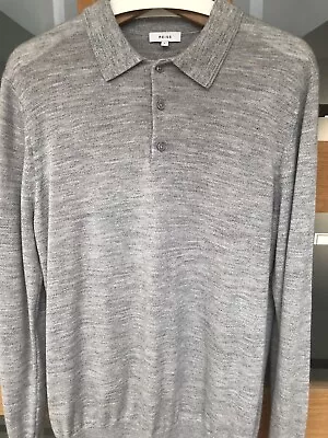 £15 • Buy Reiss - Wool Mix Long Sleeve Polo Shirt Mens - Large
