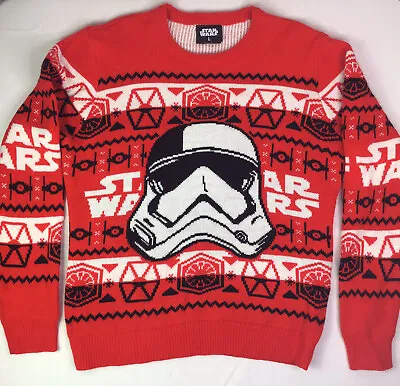 $16 • Buy Star Wars Storm Trooper Ugly Christmas Sweater Red Soft Thick Knit Size L