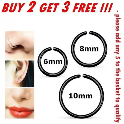 £1.29 • Buy Nose Ring Surgical Steel Hoop Lip Ear Face Fake Septum Helix Small Body Piercing