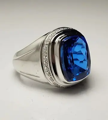 Sapphire Gemstone Ring With 925 Sterling Silver Handmade Stylish Ring For Men's • $66