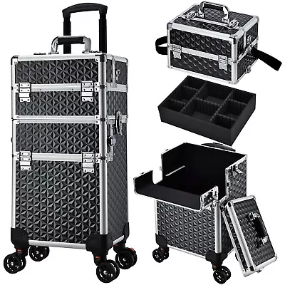 Yueieoun Professional Rolling Makeup Case 3 In 1 Train Case On Wheels Large ... • $132.36