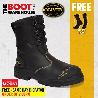 Oliver Work Boots 55380 Black Steel Toe Safety High Leg Zip Side Riggers Boot • $189.95