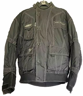 Vintage Mens Akito Motorcycle Jacket Textile Black Grey UK Size XL Armoured • $56.82