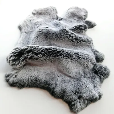 Genuine Rex Rabbit Skin Pelts Fur Hide Tanned Leather Craft Skin DIY Frost Black • $15.19