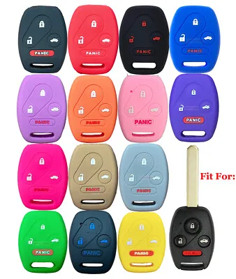 Fit Honda Accord CR-V Civic Pilot 4 Button Remote Key Fob Silicone Case Cover • $4.96