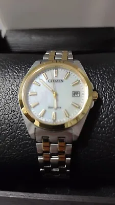 Citizen Eco-Drive Women's Peyten Calendar Silver Gold 33MM Watch EO1224-54D • $99.99