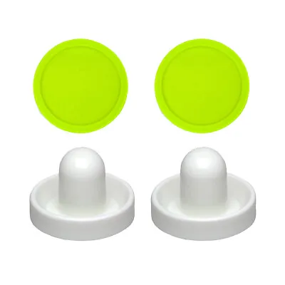 $26.99 • Buy 2 Fluorescent White Goalies With 2 Large Green Air Hockey Pucks
