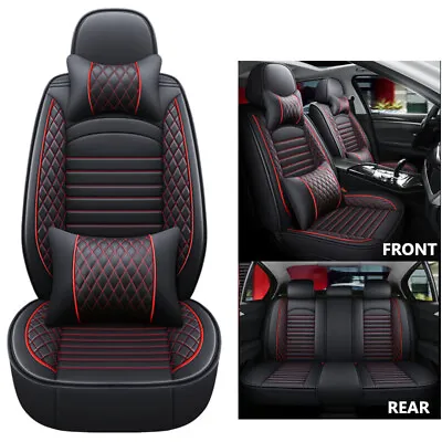 2/5-Seat Auto Car Seat Covers Faux Leather Front Rear Cushion Full Set Protector • $58.99