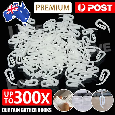 Up 300x Nylon Curtain Gather Hooks Pencil Pleat Lace Boat Caravan Camper Plastic • $5.85