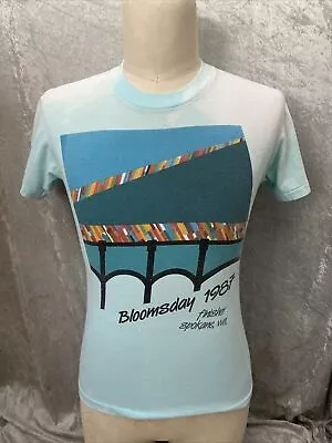 Rare Vintage NIKE Bloomsday 1987 Finisher Spell Out Swoosh T Shirt 80s Blue • $14.99