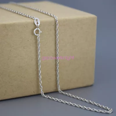 Real 925 Solid Sterling Silver Necklace 1.7mm Twist Rope Chain 16 Inches Long • £1.99