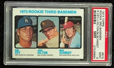 MIKE SCHMIDT RC PSA 9 MINT 1973 Topps Baseball Card #615 ROOKIE THIRD BASEMAN MT • $14000