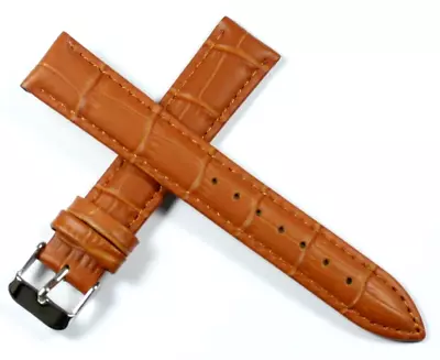 Light Brown Leather Watch Strap Alligator Grain 18mm 20mm 22mm • £9.95