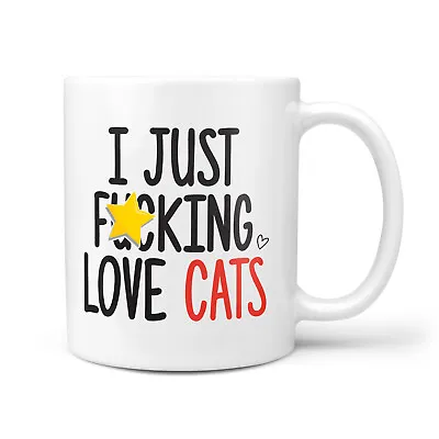 I Just F*cking Love Cats Gift Mug - Funny Present For Cat Lovers Crazy Cat Lady • £9.95