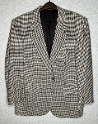 Vintage Burberrys Cashmere Sport Coat Mens XL Black White Houndstooth Blazer • $162.73