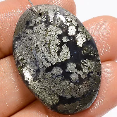 Natural Marcasite Agate Oval Cabochon Drilled Gemstone 37.5 Ct 31X21X4mm A-25107 • £3.34