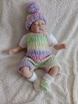 £16 • Buy Hand Knitted Baby Clothes Dungarees And Hat To Fit 3-6 Months
