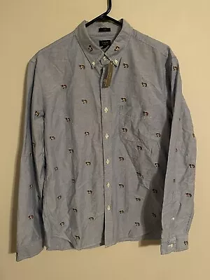 J.Crew Slim Oxford St. Bernard Dogs Chambray Button Up Shirt - Men's Large - New • $39.99