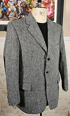 Harris Tweed By Mario Barutti Sport Coat Men's 40/42 Superfine Wool Grey Jacket • £65