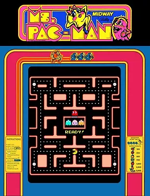 TIN SIGN  MS Pac Man  Video Games Signs  Rustic Wall Decor Video Pac-Man X Games • $7.35