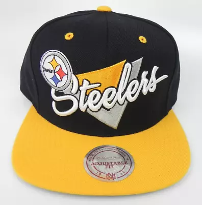 Pittsburgh Steelers Nfl Mitchell & Ness Triangles 2-tone Snapback Cap Hat New! • $44.95