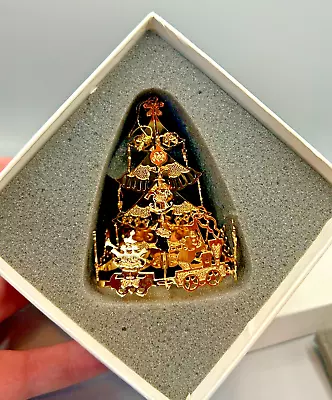 Vintage 1988 Danbury Mint Gold Evergreen Express Christmas Tree Ornament In Box • $16.95